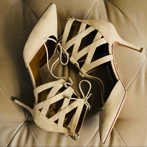 ‼️SOLD‼️Brand New! Aquazzura Nude Suede Heels - Picture 10 of 16